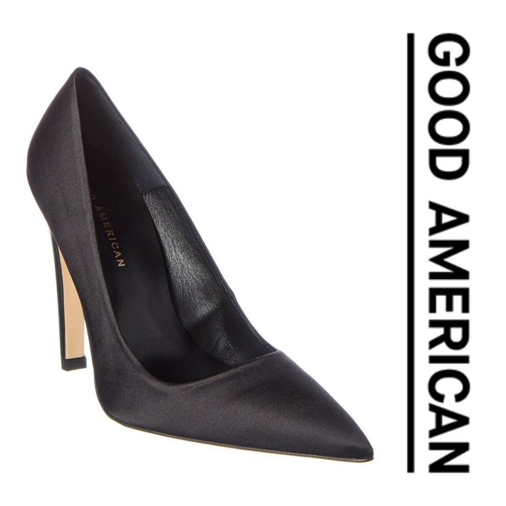 GOOD AMERICAN- Icon Black Satin Pump Size 9 - Picture 2 of 3